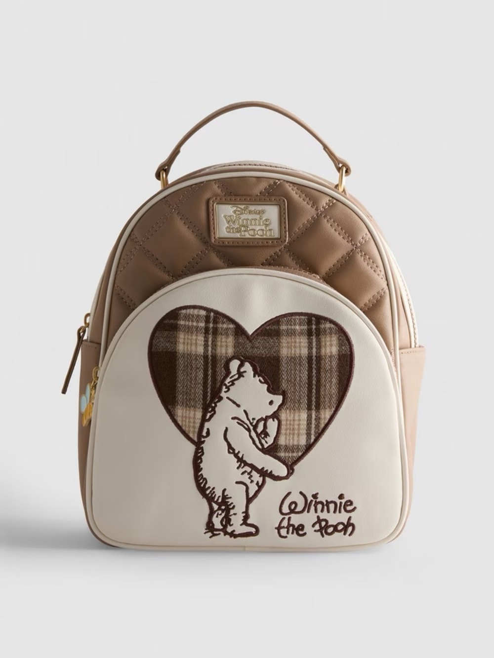 Disney Winnie the Pooh Quilted Mini Backpack in Cream & Brown